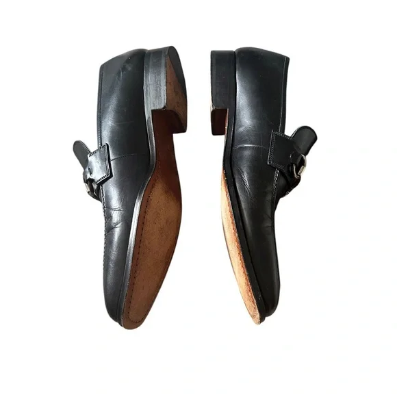 MAGNANNI HORSEBIT BLACK LEATHER MENS SQUARE TOE SLIPON DRESS  display picture 2